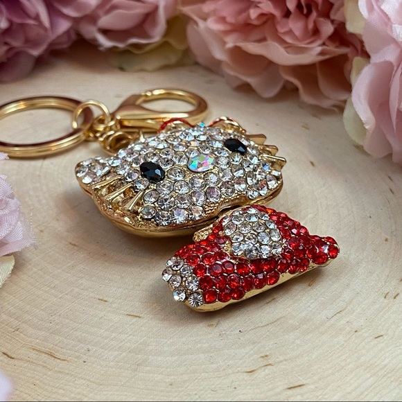 Hello Kitty with Red Crystal Dress & Bow Keychain Charm - Picture 8 of 12